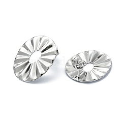 変色しにくい201ステンレススチールスタッドピアス  304ステンレスピン付き  溝付きドーナツ  ステンレス鋼色  21x18mm&nbsp;EJEW-K270-18P
