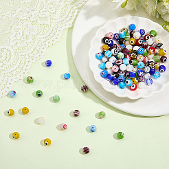200Pcs 2Bags Handmade Millefiori & Evil Eye Lampwork Beads&nbsp;LAMP-PA0001-69