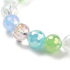 電気メッキガラスビーズ連売り  多面カット  ラウンド  ミックスカラー  8mm  穴：1.4mm  約50~51個/連  14.33''~14.69''（36.4~37.3センチメートル）&nbsp;X-GLAA-Z006-01B