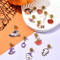 ハロウィン合金エナメルヨーロピアンダングルチャーム  混合図形  ミックスカラー  20~32mm  12個/セット&nbsp;PALLOY-FS00014