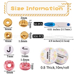 DIYジュエリー作成キット  29連売り29スタイルポリマークレイビーズを含む  ステンレス鋼の折りたたみ可能な大きな目ビーズ針  弾性水晶の線  アルファベットアクリルビーズ  真鍮製スペーサービーズ  はさみ  スクエアccbプラスチックビーズ  はさみ  ミックスカラー  ビーズ：4~7x4~7x0.5~4mm  穴：1.6~2mm&nbsp;DIY-SZ0004-89