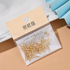 Shegrace 真鍮製ラウンドボールスタッドピアス金具  カドミウムフリー＆ニッケルフリー＆鉛フリー  長持ちメッキ  18KGP本金メッキ  15x3mm  穴：1.2mm  ピン：0.9mm&nbsp;XGR0050G-38G