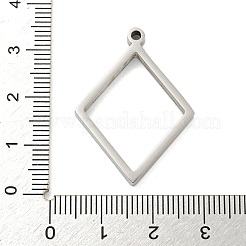 変色しない304ステンレススチールレーザーカットペンダント  ひし形チャーム  ステンレス鋼色  32.5x24x3mm  穴：2mm&nbsp;STAS-U009-03A-P