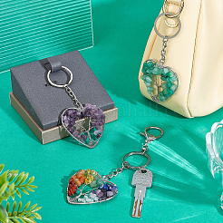 3Pcs Natural Gemstone and Iron Keychain&nbsp;KEYC-PH01586