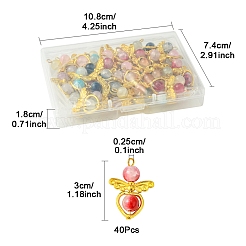 40Pcs 8 Colors Golden Alloy Glass Pendants&nbsp;PALLOY-FS00025