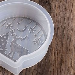 クリスマスのテーマのシリコンモールド  キャンドル型  キャンドル作り用  鹿  74x77x26mm  内径：65x66mm&nbsp;LS-DIY-K073-20B
