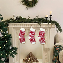 3Pcs 3 Styles Wool Yarn Knitted Hanging Christmas Stockings&nbsp;FEPA-SP0001-04B