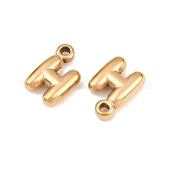 304ステンレスペンダント  文字チャーム  イオンプレーティング（ip）  文字h  9.5~10x2.5~9x2.5mm  穴：1.2mm&nbsp;STAS-S186-12H-G01