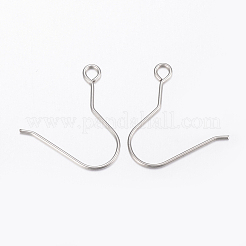 変色しにくい304ステンレススチール製ピアスフック  水平ループ付き  ステンレス鋼色  21x18x0.6mm  穴：2mm  22ゲージ  ピン：0.6mm&nbsp;STAS-H434-48P