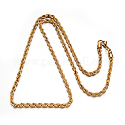 304ステンレススチールロープチェーンネックレス  カニカン付き  ゴールドカラー  23.6インチ（60cm）  5mm&nbsp;NJEW-M151-18G-B