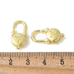 真鍮カニカン  ラックめっき  長持ちメッキ  鉛フリー＆カドミウムフリー  18KGP本金メッキ  クマ  20x10x4.5mm  穴：1.6mm&nbsp;KK-F893-12G-01