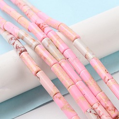 合成インペリアルジャスパー染めビーズ連売り  コラム  ピンク  4~4.5x13~14mm  穴：1.2mm  約27~29個/連  14.72''~14.96''（37.4~38センチメートル）&nbsp;G-D077-B01-06