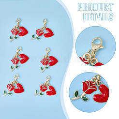 Heart & Rose Alloy Enamel Pendant Decoratios&nbsp;HJEW-CA00043