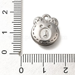 変色防止304ステンレススチールペンダント  ベアヘッドチャーム  ステンレス鋼色  15.5x13.5x4.8mm  穴：1.6mm&nbsp;X-STAS-I321-70P