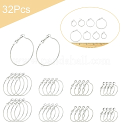 32Pcs 4 Styles Iron Huggie Hoop Earring Findings&nbsp;IFIN-FS0001-49B