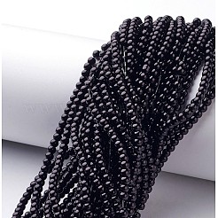 ガラスパールビーズ連売り  パールカラーの  ラウンド  ブラック  3~4mm  穴：1mm  約190~200200個/連  25.59インチ（65cm）&nbsp;HY-3D-B20