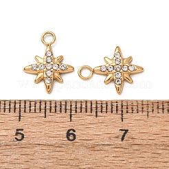 304ステンレススチールラインストーンペンダント  スターのチャーム  ゴールドカラー  13x10x2mm  穴：1.8mm&nbsp;STAS-C184-02G
