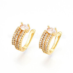 Brass Micro Pave Cubic Zirconia Cuff Earrings&nbsp;KK-T074-28G