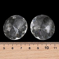 ガラス製シャンデリアプリズムペンダント  多面カットフラットラウンドチャーム  透明  30x14mm  穴：2mm&nbsp;GL-CBAAE15-03