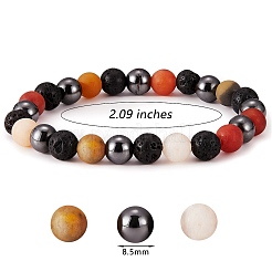4Pcs 4 Style Natural Gemstone Round Beaded Stretch Bracelets Set&nbsp;BJEW-SZ0002-19