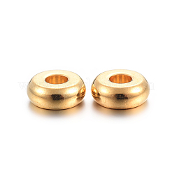304ステンレススチールスペーサービーズ  フラットラウンド  18KGP本金メッキ  5x2mm  穴：1.5mm&nbsp;STAS-F191-13G-B