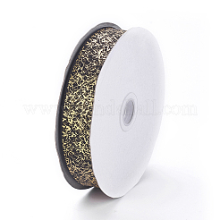 ナイロンオーガンジーリボン  金箔  ジュエリー作りのための  ブラック  1インチ（26mm）  200ヤード/ロール（182.88メートル/ロール）&nbsp;SRIB-I004-03D
