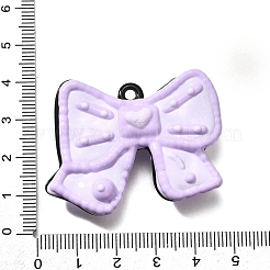 アクリルパーツ  蝶結び  エナメルとループ付き  パープル  36~36.5x43.5~44.5x8.5~9.5mm  穴：2.5mm&nbsp;OACR-S043-10C