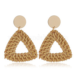 Alloy Rattan Woven Dangle Stud Earrings&nbsp;FS-WGA068A-05