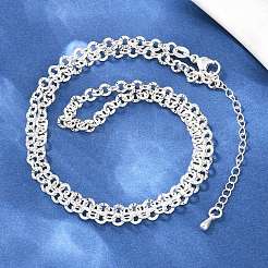 4MM Brass Textured Rolo Chain Necklaces for Men Women&nbsp;NJEW-L012-05S
