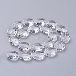 ガラスビーズ連売り  クリスタルビーズ連売り  多面カット  オーバル  透明  20x16x10mm  穴：1mm  約20個/連  15.7インチ&nbsp;X-GLAA-S003-20x11mm-14