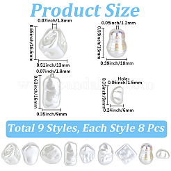 72 個 9 スタイル ABS プラスチック模造パールビーズ  混合図形  雪  6~16.5x9~14.5mm  穴：1.2~1.8mm  8個/スタイル&nbsp;KY-PA0001-16