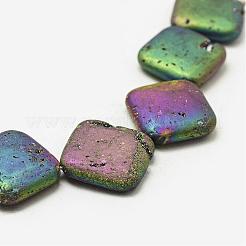 Electroplated Natural Druzy Geode Crystal Beads Strands&nbsp;G-N0252-30x30mm-01