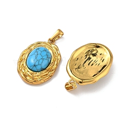 304 Stainless Steel with Synthetic Turquoise Pendants&nbsp;STAS-L309-21B-G
