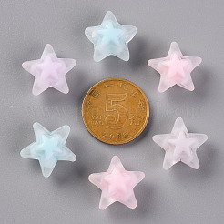 透明なアクリルビーズ  艶消し  二層ビーズ  スター  ミックスカラー  15.5x16x9.5mm  穴：3mm&nbsp;X-TACR-S152-11C