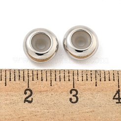 真鍮ビーズ  シリコーンと  ロンデル  プラチナ  8x4mm  穴：2mm&nbsp;X-KK-K382-14A-P