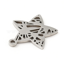 変色しない201ステンレススチールペンダント  中空  スター  ステンレス鋼色  16x15x1mm  穴：1.4mm&nbsp;LS-STAS-D190-02P