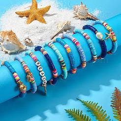 10Pcs 10 Styles Polymer Clay Heishi Beads Stretch Bracelets Sets&nbsp;BJEW-JB05922
