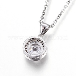 Flat Round Pendant Necklaces&nbsp;NJEW-O108-27P