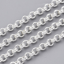 鉄溝リンクローロチェーン  溶接されていない  スプールで  銀  4.2x1.6mm  約82.02フィート（25m）/ロール&nbsp;CH-S125-010A-S