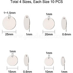 304ステンレススチール製刻印入りブランクタグペンダント  フラットラウンド  ステンレス鋼色  6.8x5.2x1.1cm&nbsp;STAS-PH0004-12P