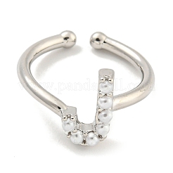 Rack Plating Brass Open Cuff Rings for Women&nbsp;RJEW-F162-01P-J