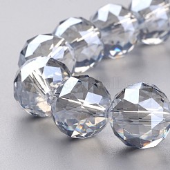 電気メッキガラスビーズ連売り  パール光沢メッキ  多面カット  ティアドロップ  アリスブルー  15.5mm  穴：2mm  約15個/連  8.6インチ（22cm）&nbsp;EGLA-J140-PL01-16mm