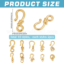 20Pcs 10 Styles Stainless Steel S-Hook Clasps&nbsp;STAS-PH0006-96G