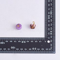 6 個 6 スタイル合成ゴールド ライン インペリアル ジャスパー & 天然クォーツ ペンダント  ライトゴールドメッキ合金エナメルパーツ  染め＆加熱  アップルチャーム  ミックスカラー  17~18.5x13.5~15mm  穴：2x4mm  約1個/スタイル&nbsp;G-SZ0002-20