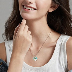 304 Stainless Steel & Natural Paua Shell Heart Mustard Seed Faith Mountain Pendant Necklaces for Women&nbsp;WGD75B3-01