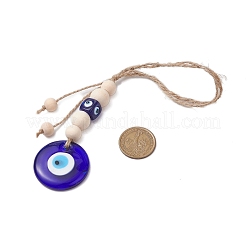 Handmade Blue Evil Eye Lampwork Pendant Decorations&nbsp;HJEW-JM02303-01