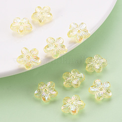 透明なアクリルビーズ  ABカラー  花  きいろ  14.5x15.5x7mm  穴：1.8mm  約657個/500g&nbsp;TACR-S154-45C-915
