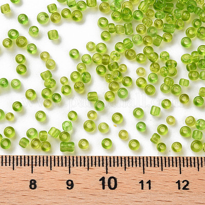 ガラスシードビーズ  トランスペアレント  ラウンド  緑黄  8/0  3mm  穴：1mm  約10000ビーズ/ポンド&nbsp;SEED-A004-3mm-4-1