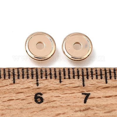 真鍮ビーズ  ディスク  ラックめっき  長持ちメッキ  ライトゴールド  6.8x1.2mm  穴：1.8mm&nbsp;KK-CBA0DF0-18C-KCG-1