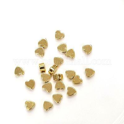 真鍮ビーズ  ロングメッキ  ハート  14KGP本金メッキ  7x6mm&nbsp;KK-WH0034-99A-1